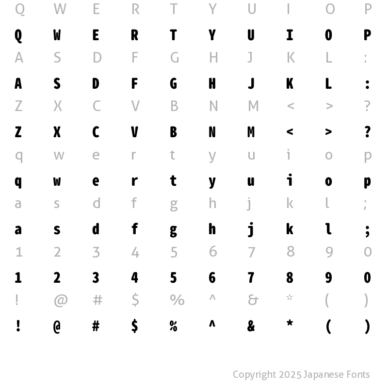 Character Map [文字コード表] of Gen Jyuu Gothic Monospace Heavy