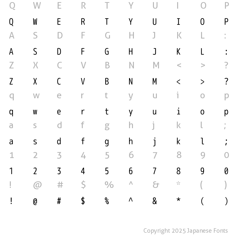 Character Map [文字コード表] of Rounded Mgen+ 1m regular