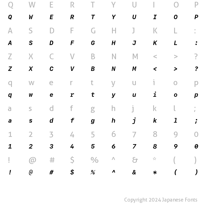 Character Map [文字コード表] of SF Mono Square Bold Italic